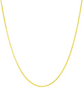 Italian Fashions 10k REAL Yellow Gold Solid 0.8mm Diamond-Cut Square Mirror Box Link Chain Necklace with Lobster Clasp Veneziana for Women (0.8 MM 14 In 10K Yellow Solid Gold ITALY) Gold No Gemstone