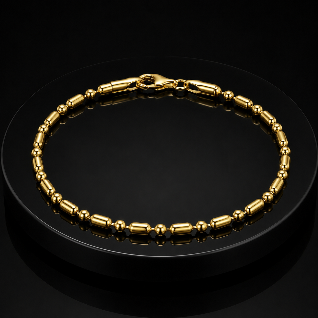 14K Gold Charm Bead Bracelet