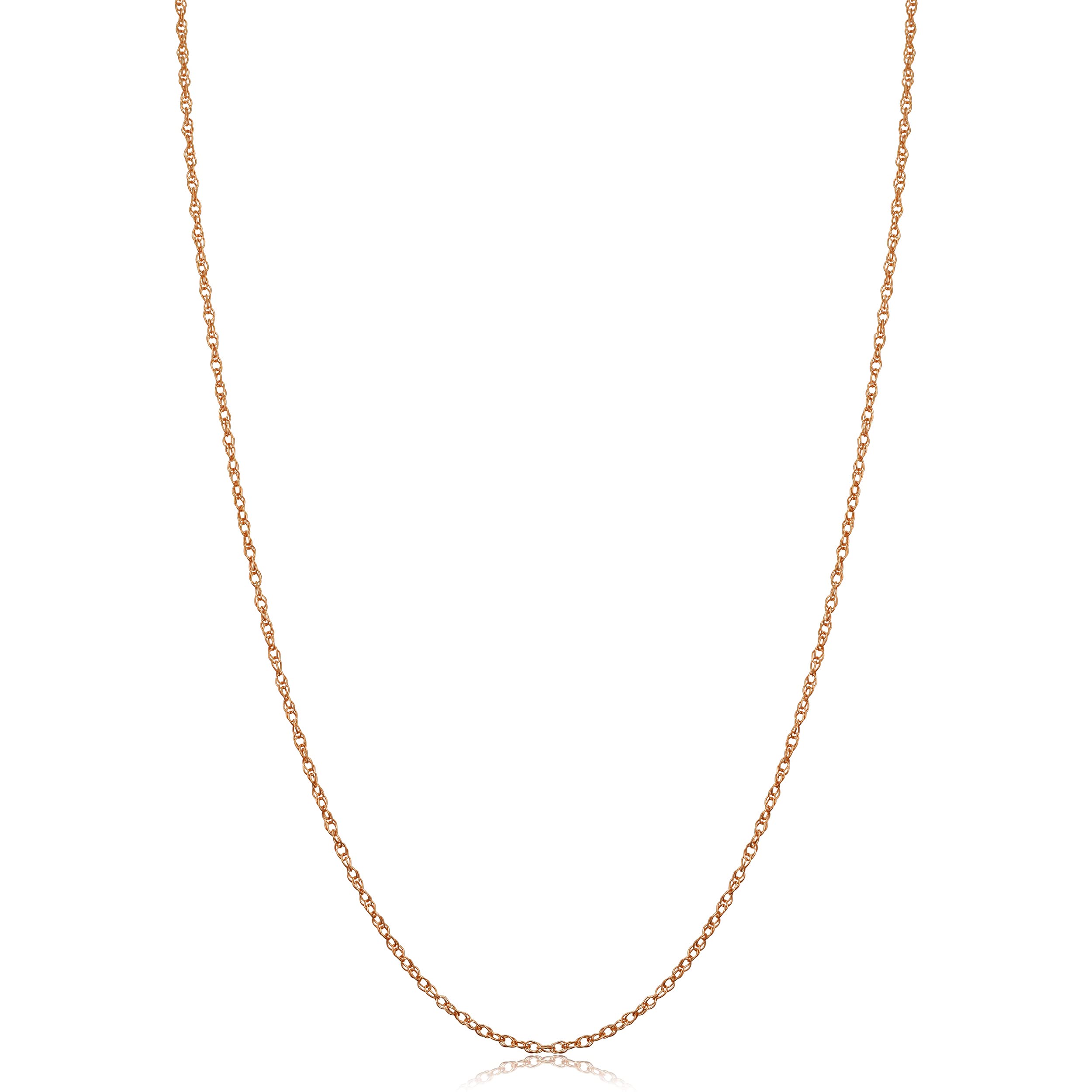 Kooljewelry 14k Rose Gold Rope Chain Pendant Necklace (1 mm 24 inch)