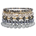 IDEAJOY Beaded Bracelets Bracelet Boho Multi-Layer Beaded Stacking Versatile Strand Stretch Crystal Beads Wrap Slip-on Cuff Bangle Set Cute Friendship Bracelets for Women Trendy